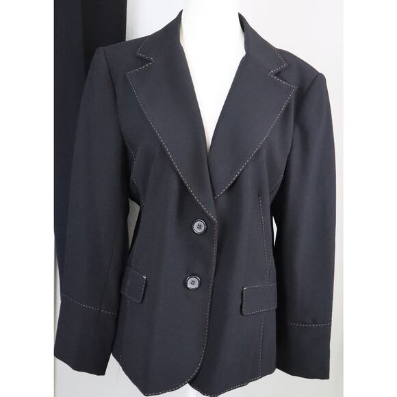 Nygard Collection Black Pant Suit Set Women 14 Wide Leg Stitching Corporate Work - Picture 2 of 8